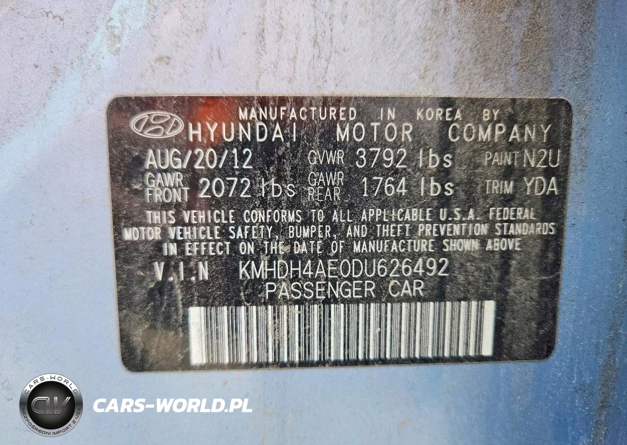 2013 Hyundai Elantra Gls VIN:KMHDH4AE0DU626492 - 12