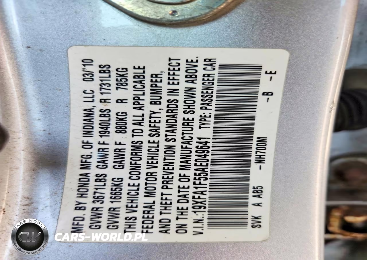 2010 Honda Civic Lx VIN:19XFA1F55AE049641 - 13