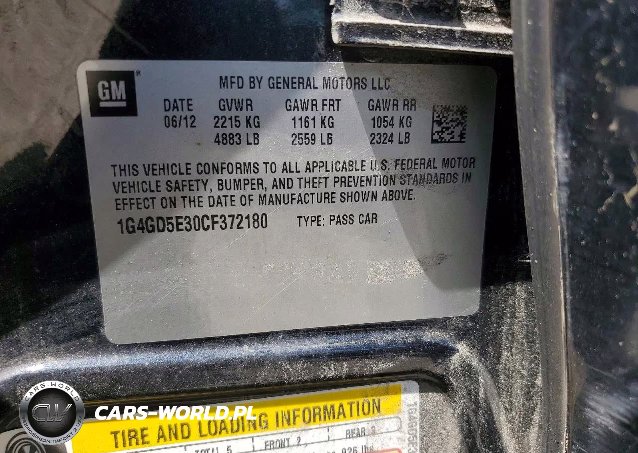 2012 Buick Lacrosse Premium VIN:1G4GD5E30CF372180 - 12