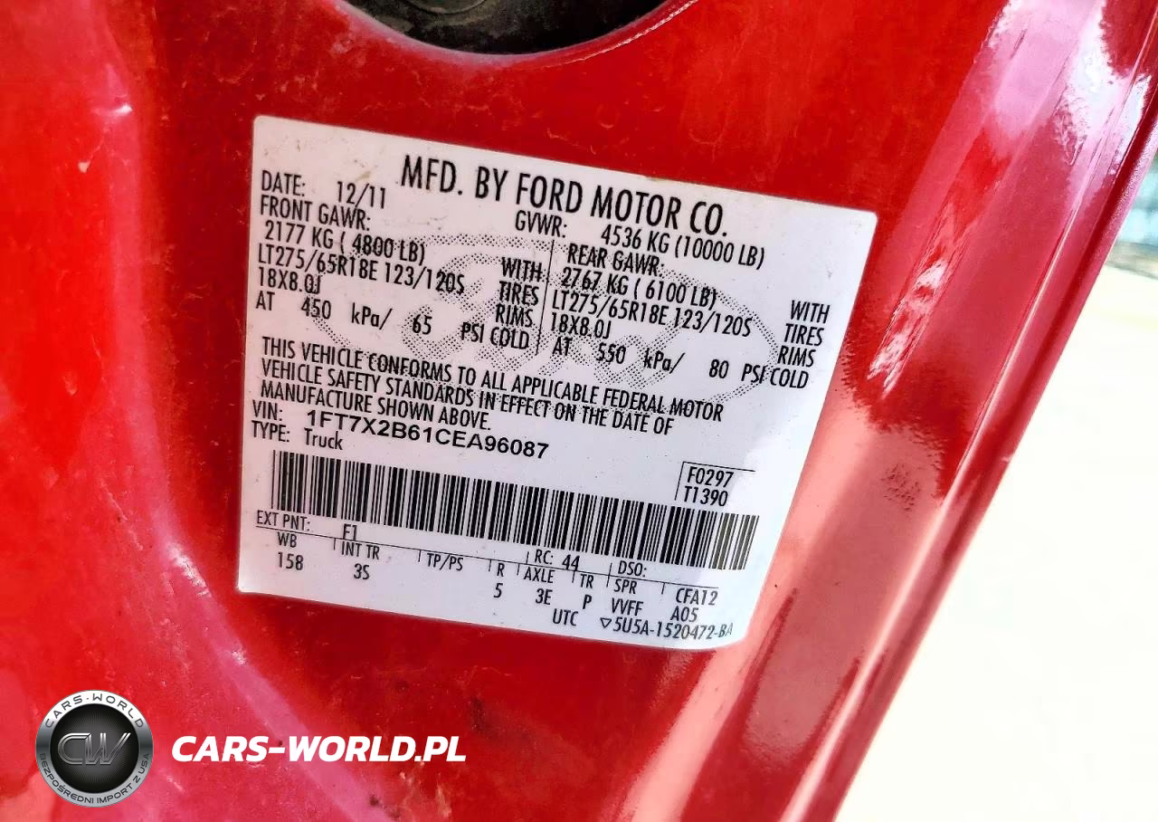 2012 Ford F250 Super Duty VIN:1FT7X2B61CEA96087 - 12