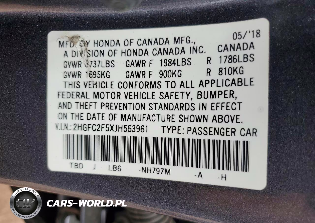 2018 Honda Civic Lx VIN:2HGFC2F5XJH563961 - 13