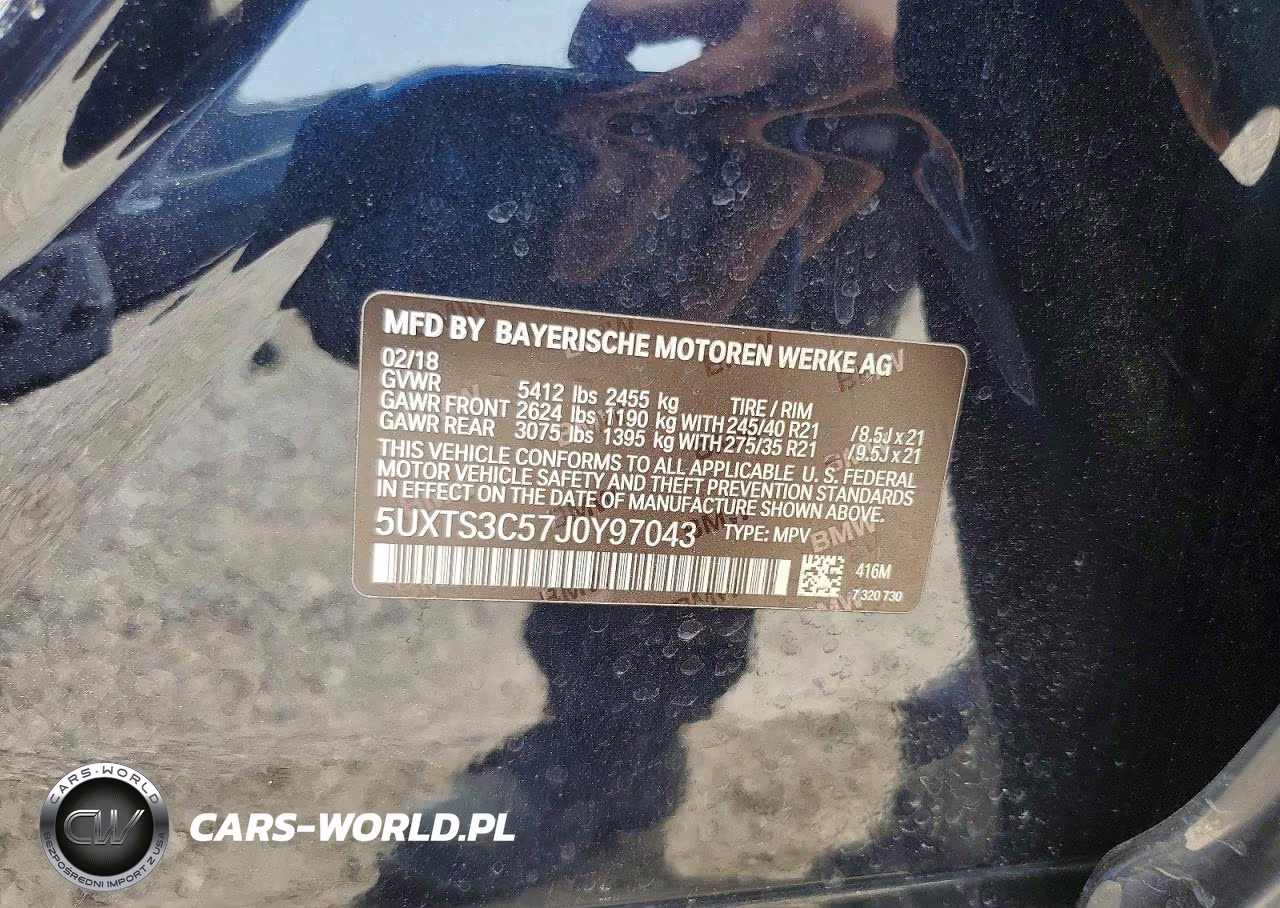 2018 BMW X3 xDrivem40I VIN:5UXTS3C57J0Y97043 - 12