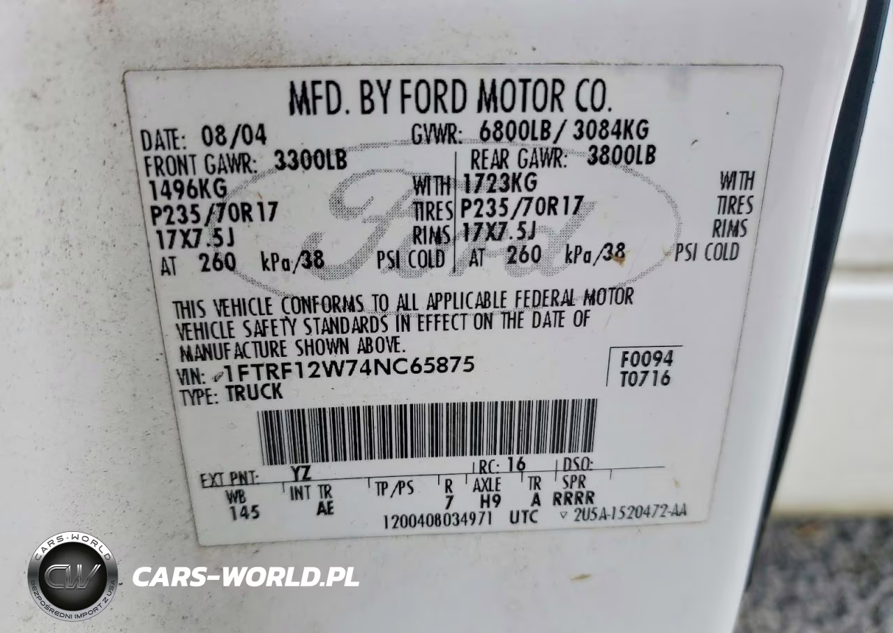 2004 Ford F150 VIN:1FTRF12W74NC65875 - 12