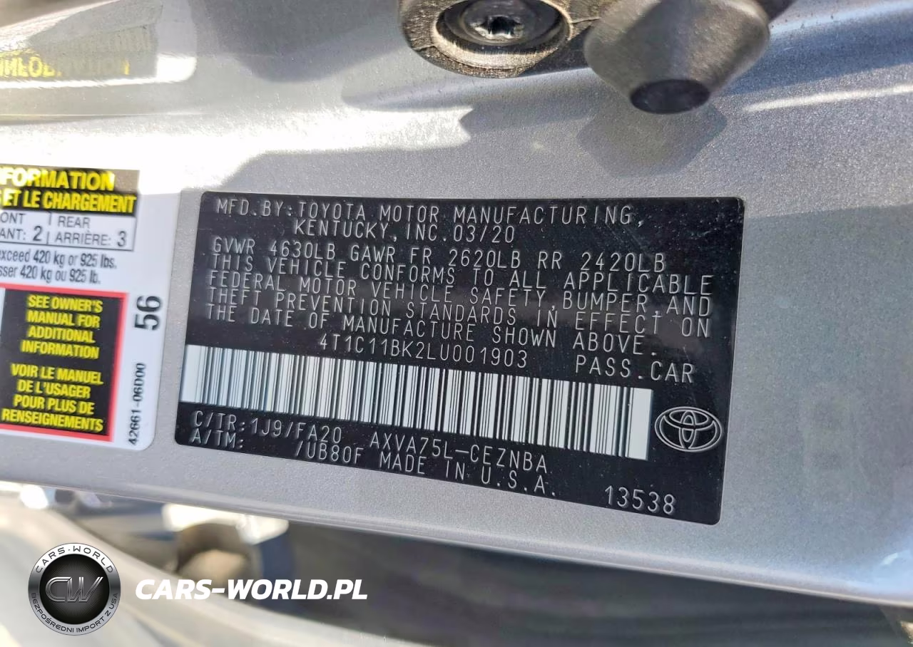 2020 Toyota Camry Le VIN:4T1C11BK2LU001903 - 13
