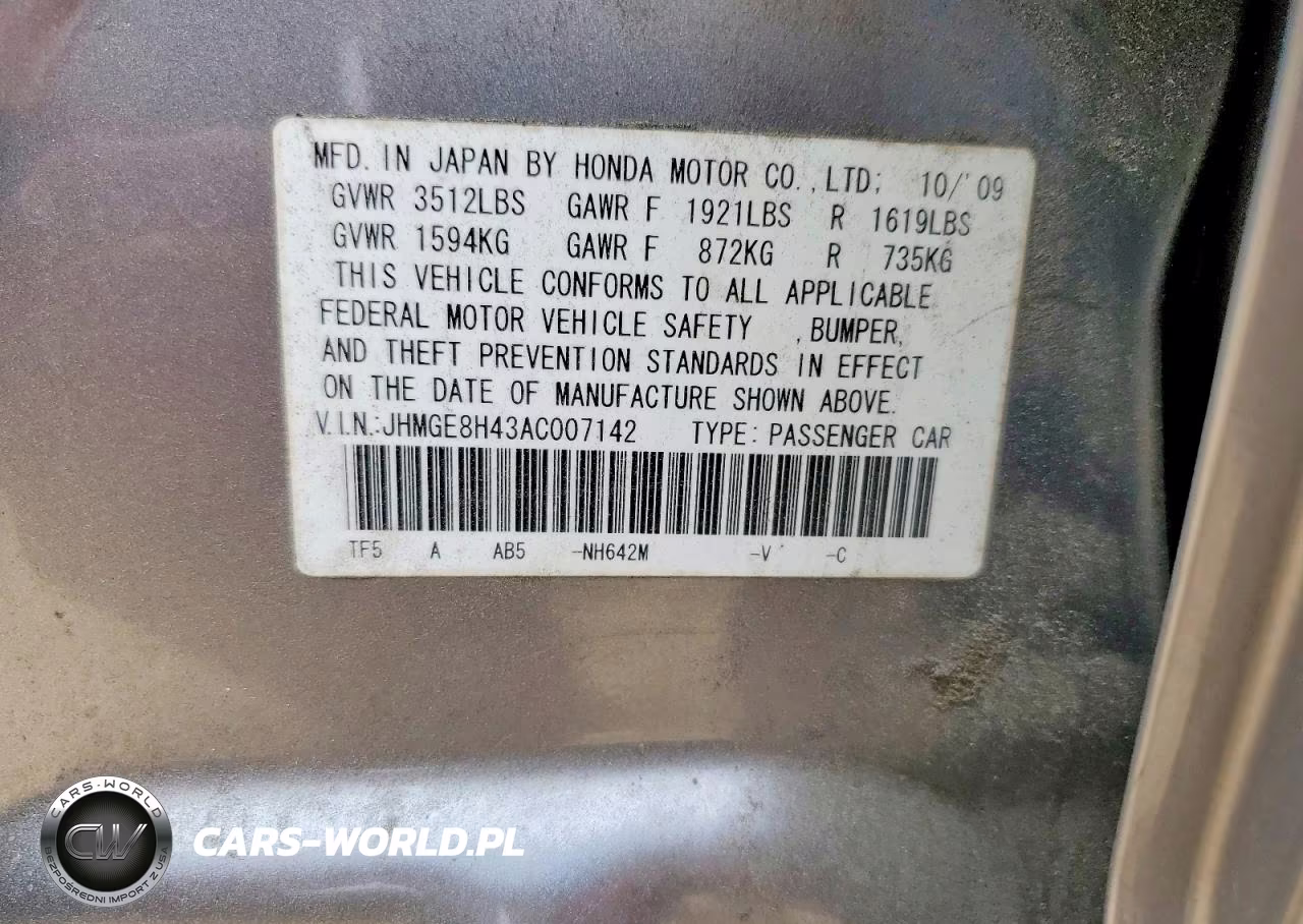 2010 Honda Fit Sport VIN:JHMGE8H43AC007142 - 12
