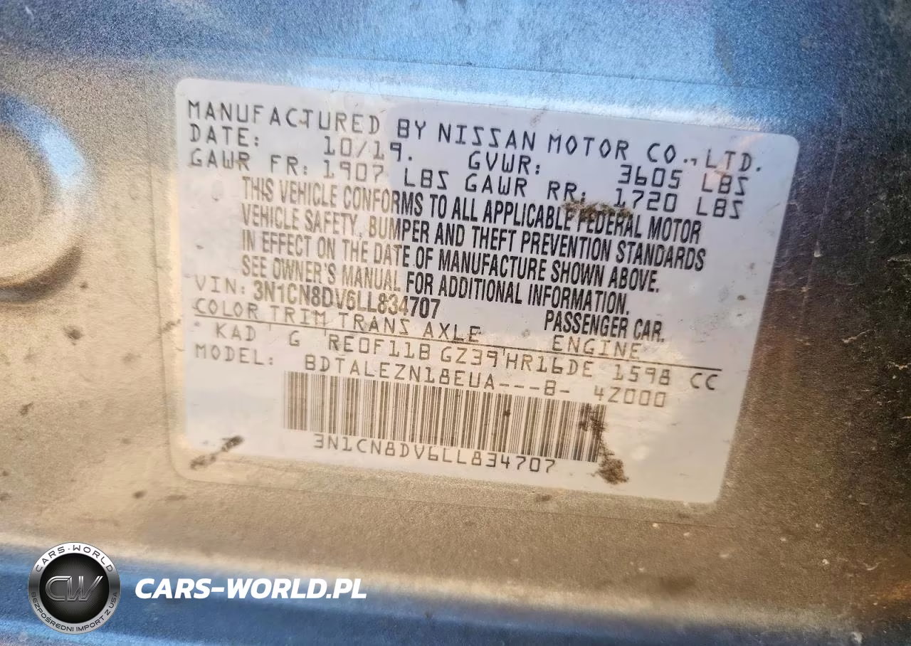 2020 Nissan Versa S VIN:3N1CN8DV6LL834707 - 12