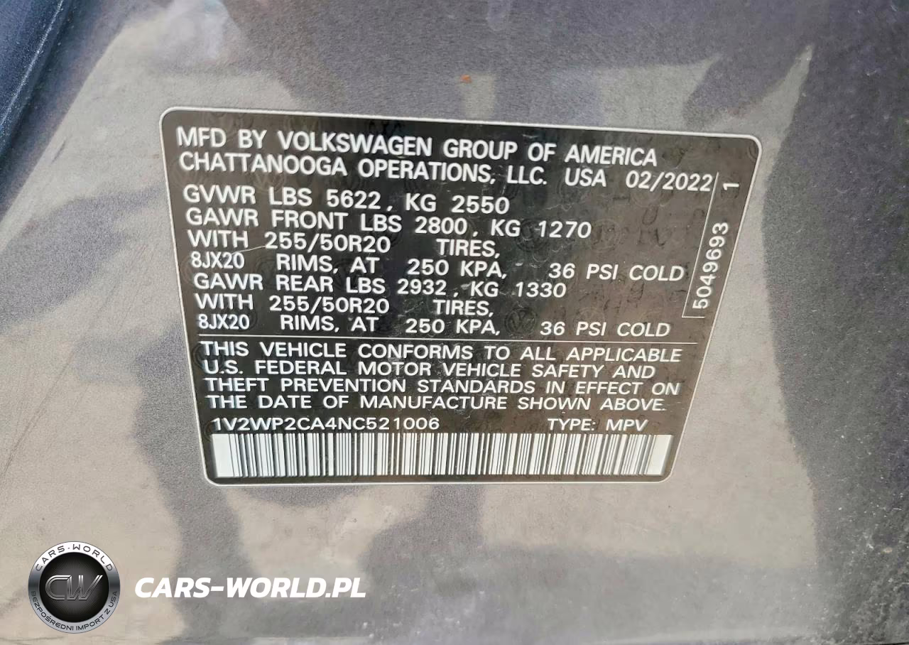 2022 Volkswagen Atlas Se VIN:1V2WP2CA4NC521006 - 13