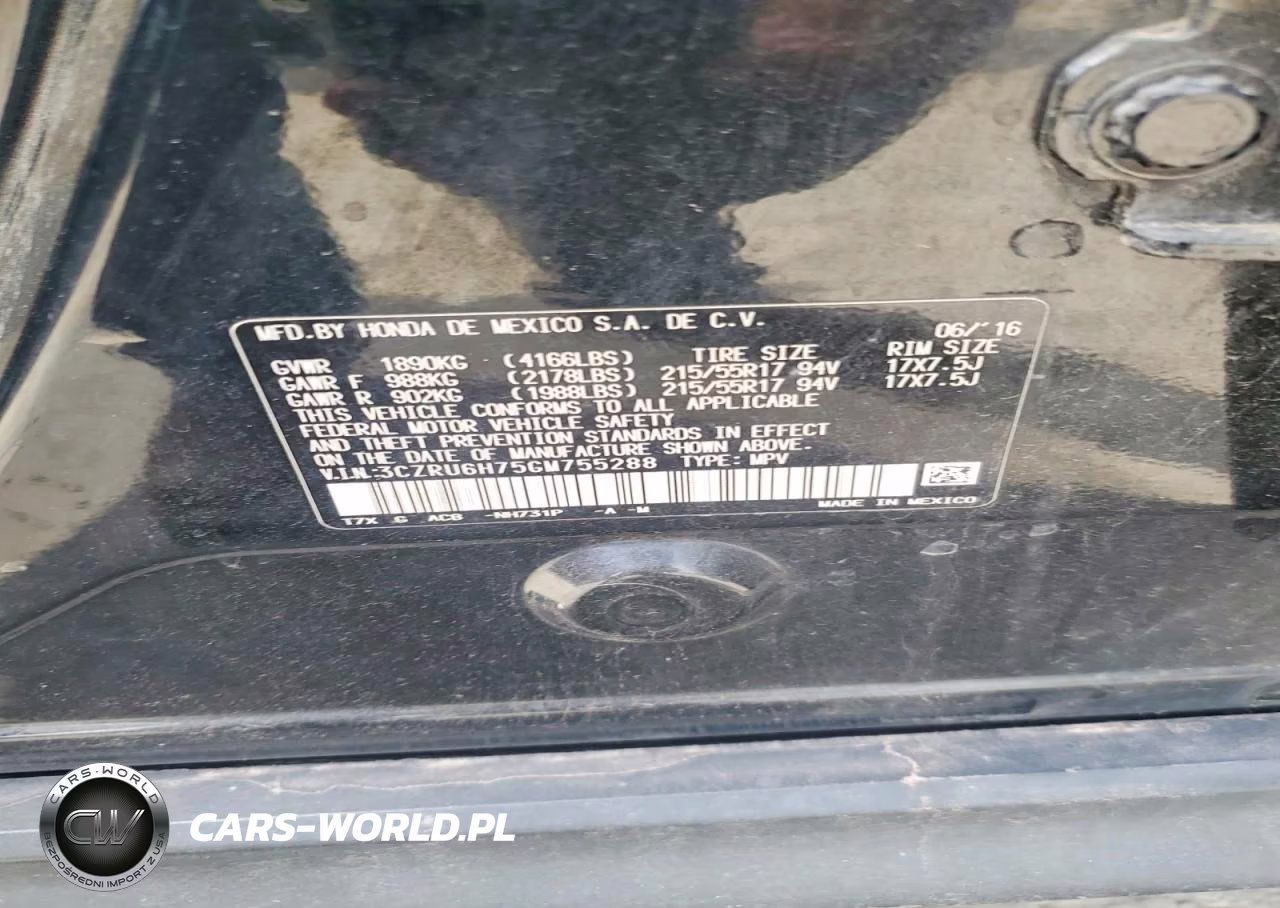 2016 Honda Hr-V Exl VIN:3CZRU6H75GM755288 - 12