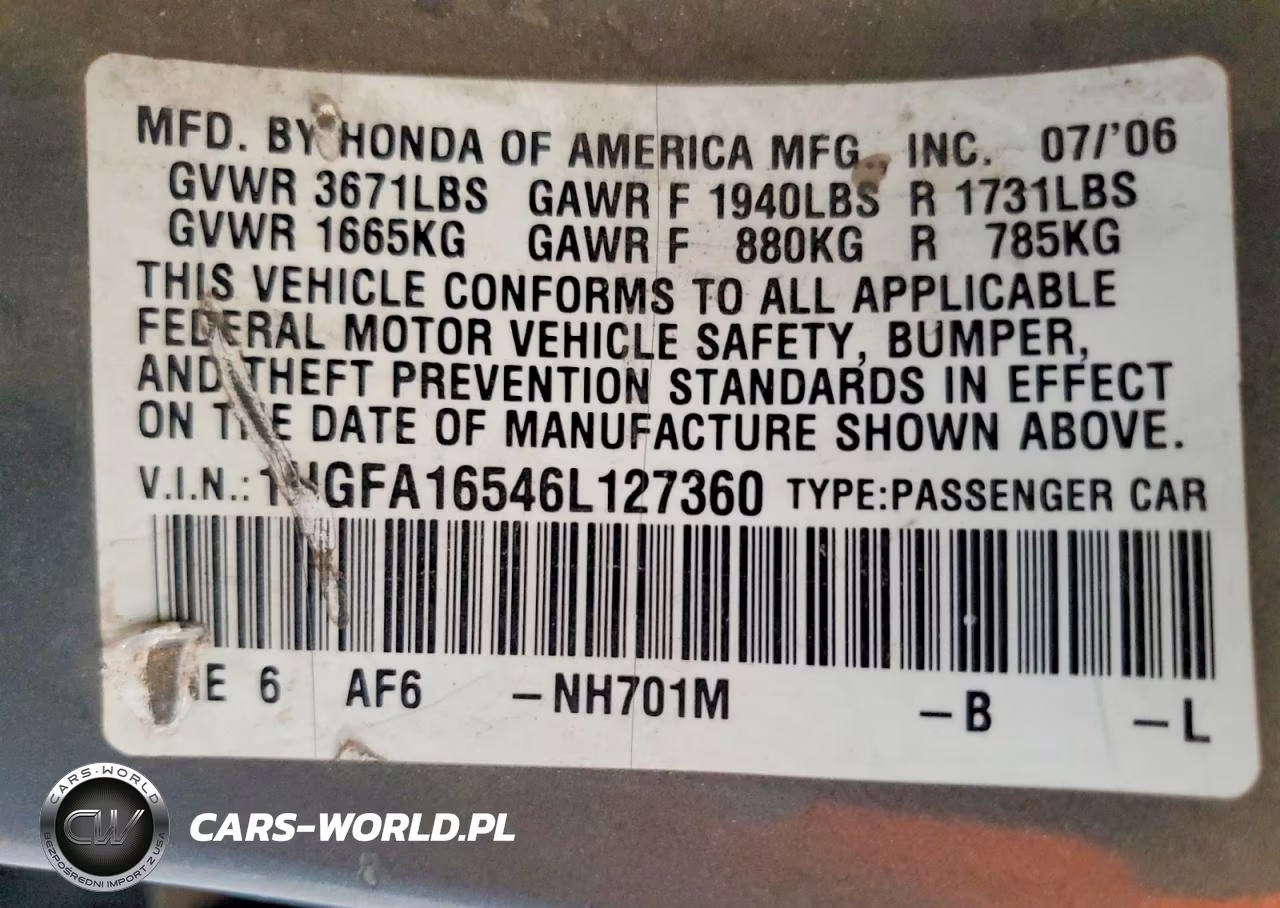2006 Honda Civic VIN:1HGFA16546L127360 - 12