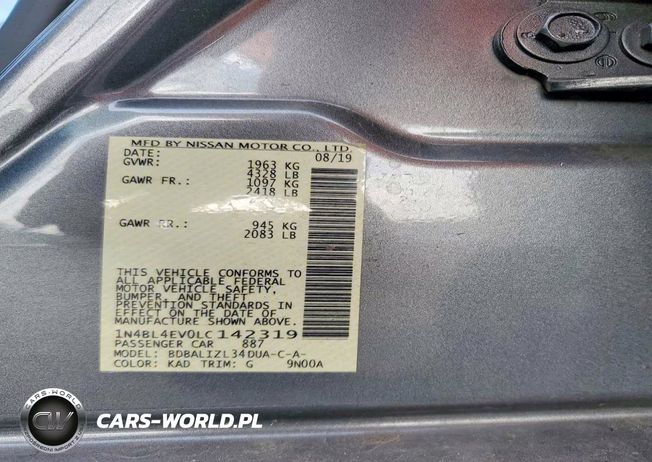 2020 Nissan Altima Sl VIN:1N4BL4EV0LC142319 - 12