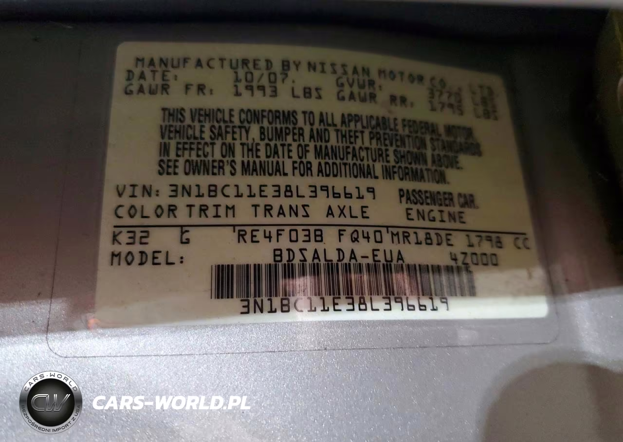 2008 Nissan Versa 1.8 S VIN:3N1BC11E38L396619 - 13