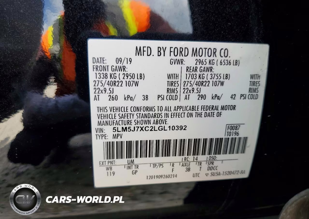 2020 Lincoln Aviator Reserve VIN:5LM5J7XC2LGL10392 - 14