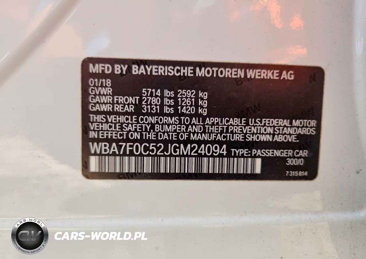 2018 BMW 750 I VIN:WBA7F0C52JGM24094 - 12