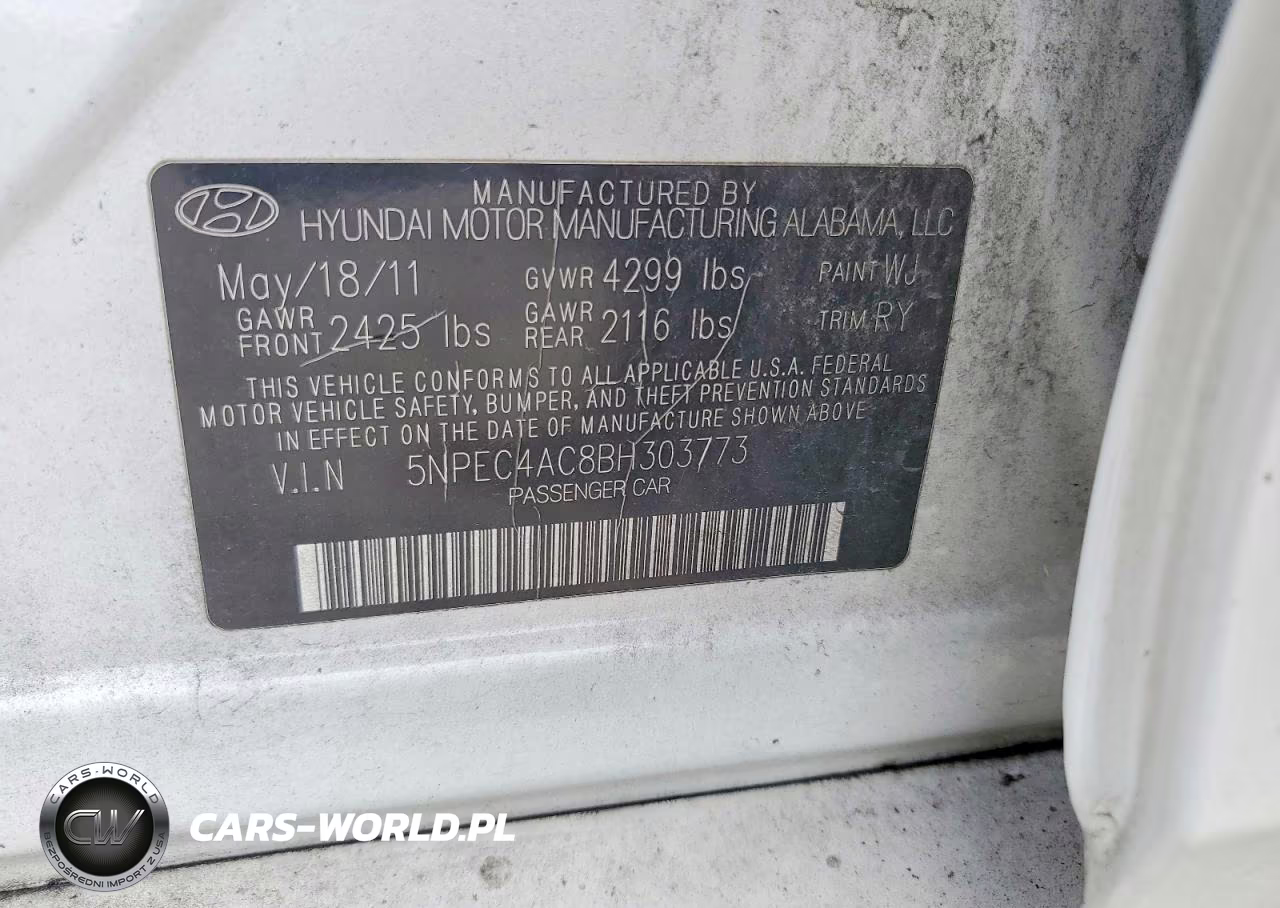 2011 Hyundai Sonata Se VIN:5NPEC4AC8BH303773 - 12