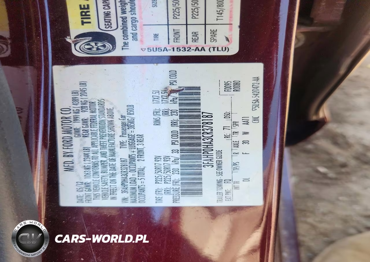 2012 Ford Fusion Se VIN:3FAHP0HA3CR378187 - 13
