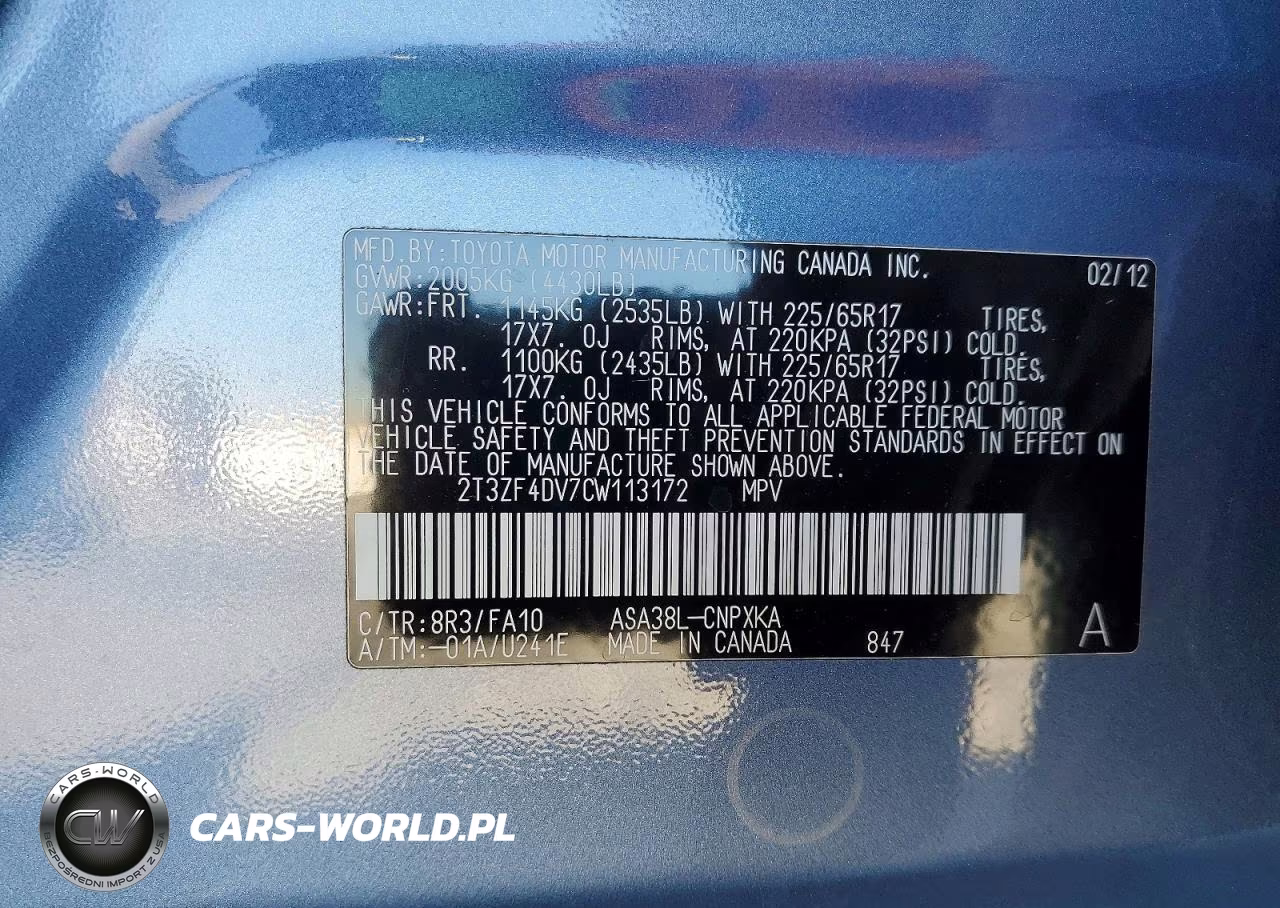 2012 Toyota Rav4 Base VIN:2T3ZF4DV7CW113172 - 13