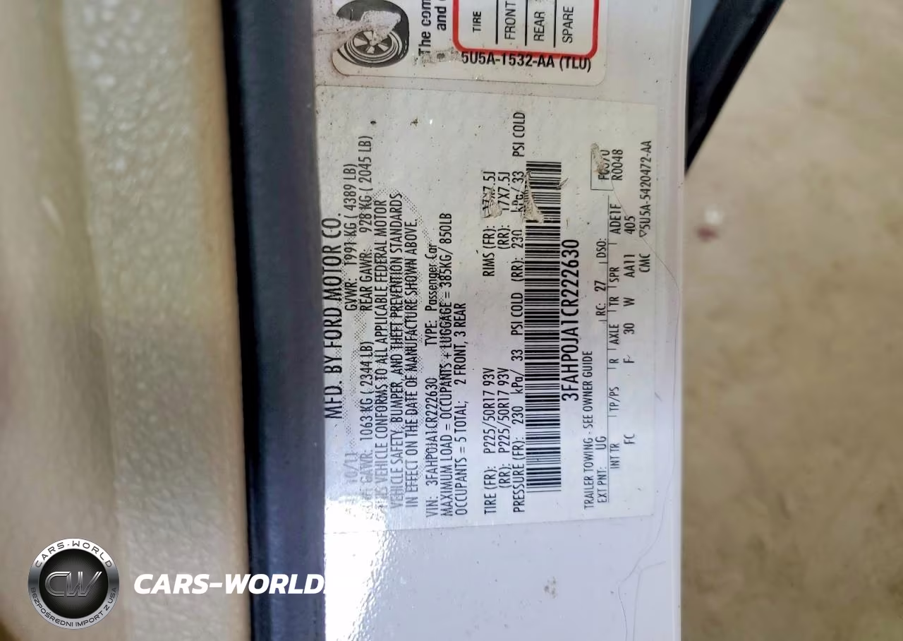 2012 Ford Fusion Sel VIN:3FAHP0JA1CR222630 - 12