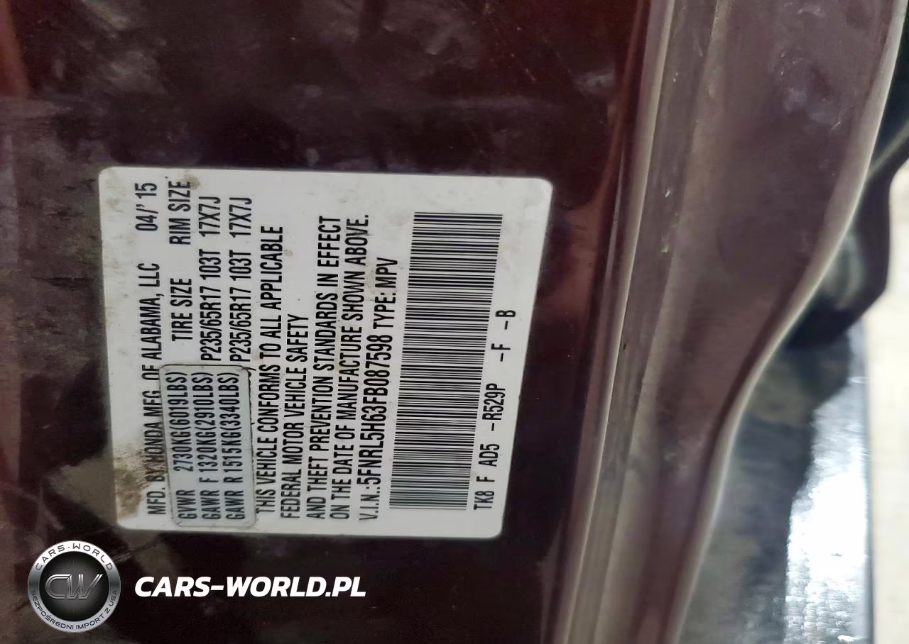 2015 Honda Odyssey Exl VIN:5FNRL5H63FB087598 - 13