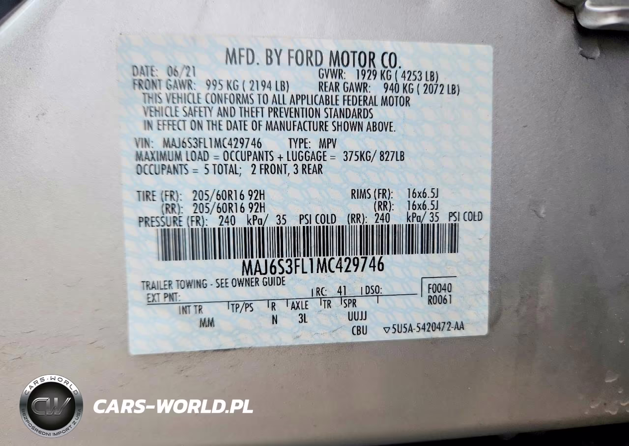 2021 Ford Ecosport S VIN:MAJ6S3FL1MC429746 - 12