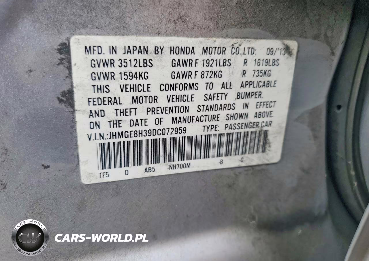 2013 Honda Fit VIN:JHMGE8H39DC072959 - 12