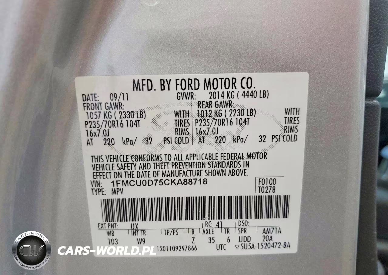 2012 Ford Escape Xlt VIN:1FMCU0D75CKA88718 - 13