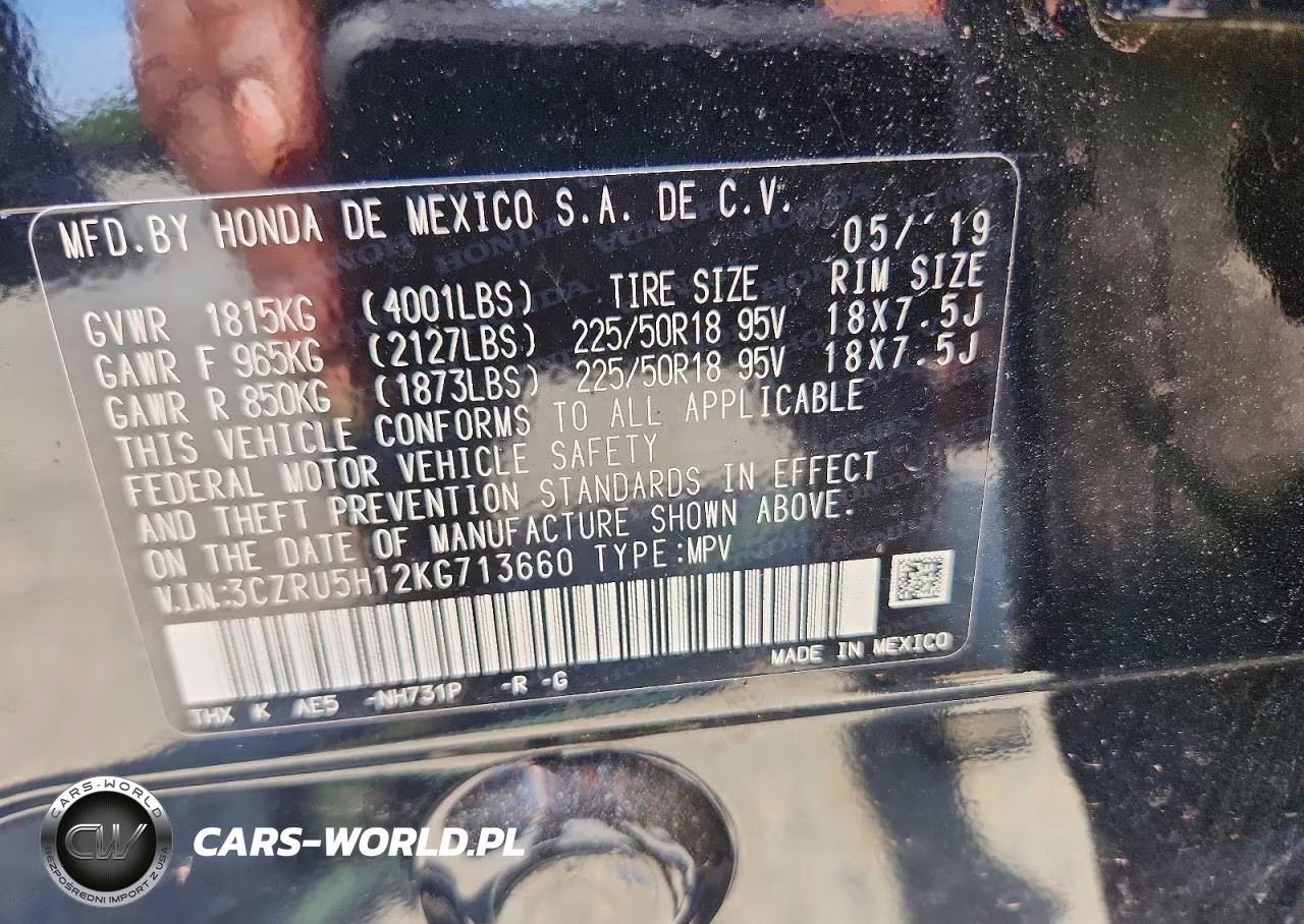 2019 Honda Hr-V Sport VIN:3CZRU5H12KG713660 - 14