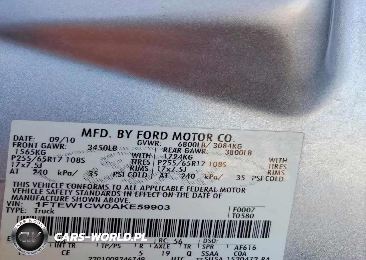 2010 Ford F150 Supercrew VIN:1FTEW1CW0AKE59903 - 12