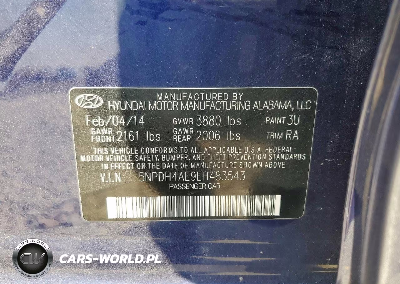 2014 Hyundai Elantra Se VIN:5NPDH4AE9EH483543 - 12