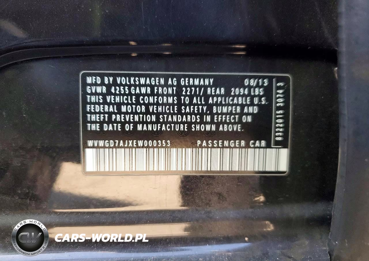 2014 Volkswagen Gti VIN:WVWGD7AJXEW000353 - 12