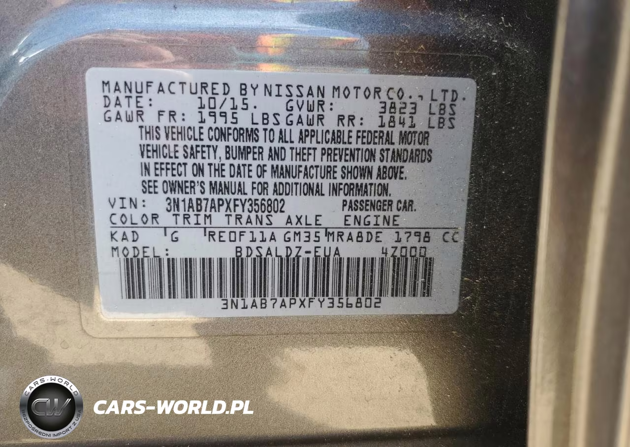 2015 Nissan Sentra Sv VIN:3N1AB7APXFY356802 - 12