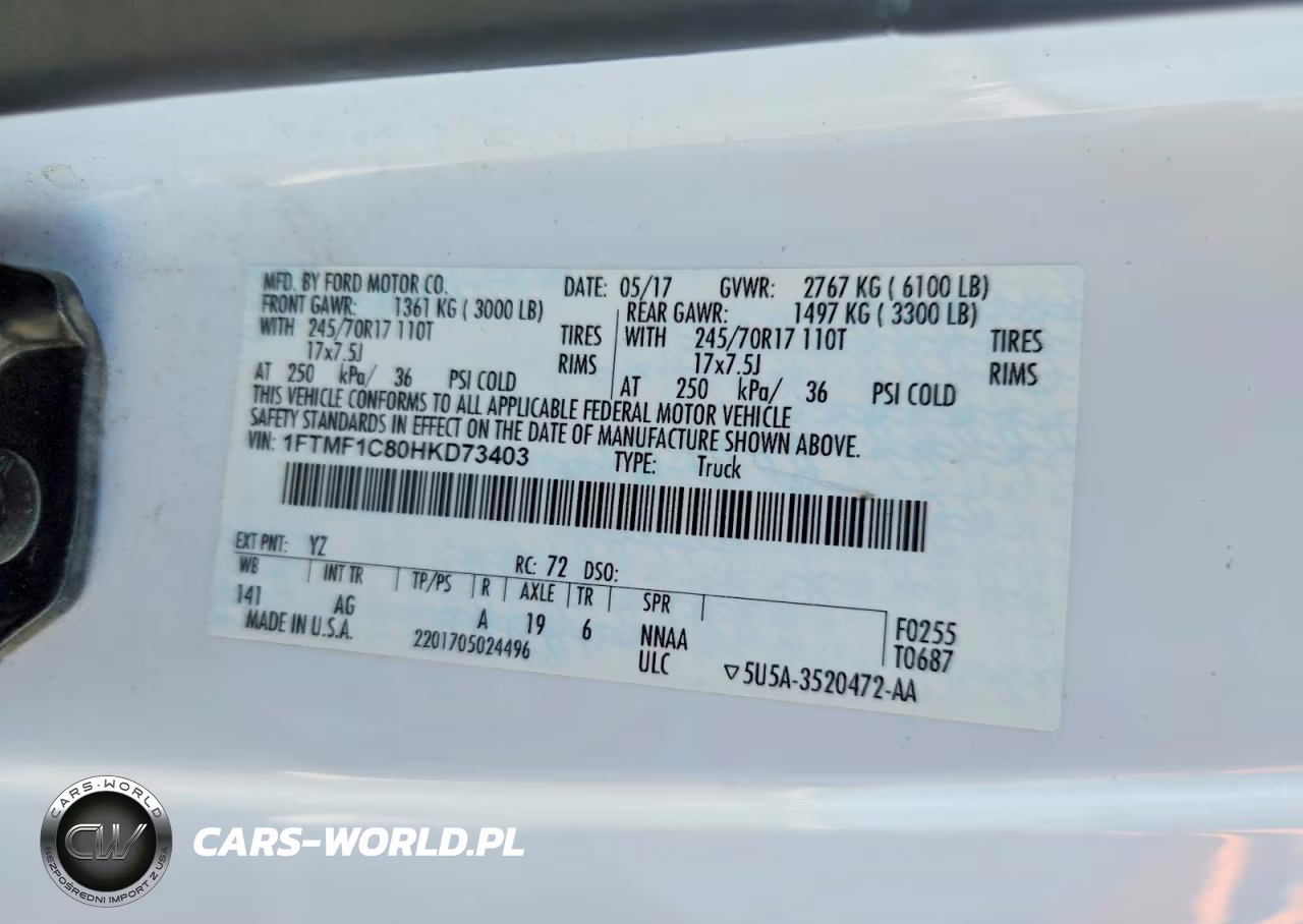2017 Ford F150 VIN:1FTMF1C80HKD73403 - 12