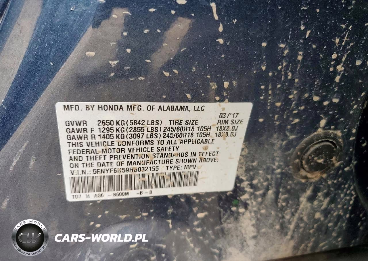 2017 Honda Pilot Exl VIN:5FNYF6H59HB032155 - 13