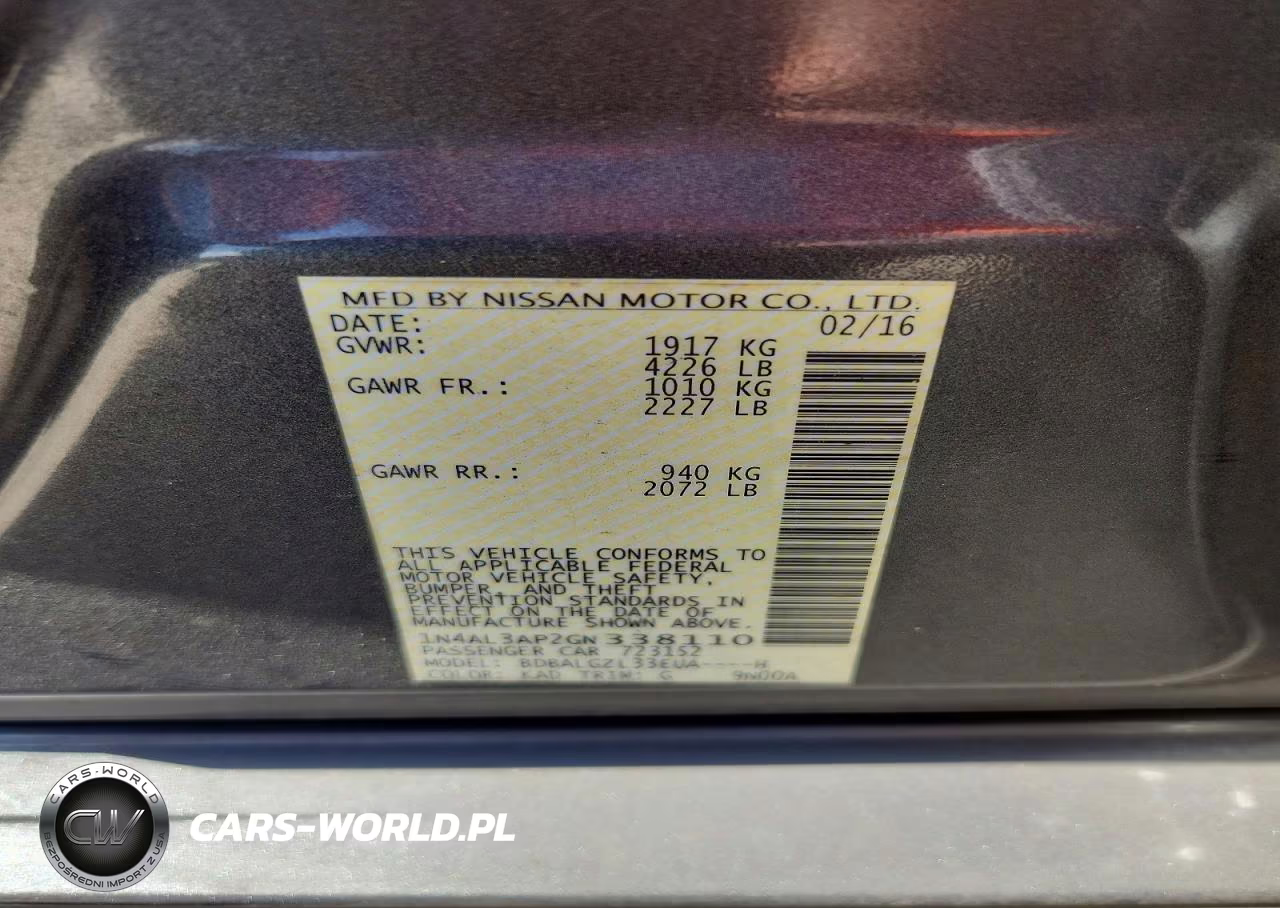 2016 Nissan Altima 2.5 S VIN:1N4AL3AP2GN338110 - 13