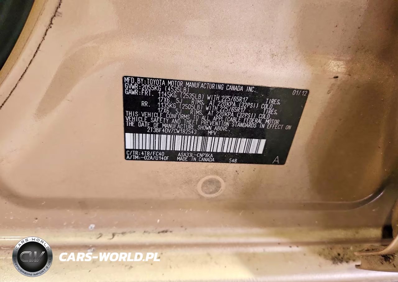 2012 Toyota Rav4 Base VIN:2T3BF4DV7CW182543 - 13