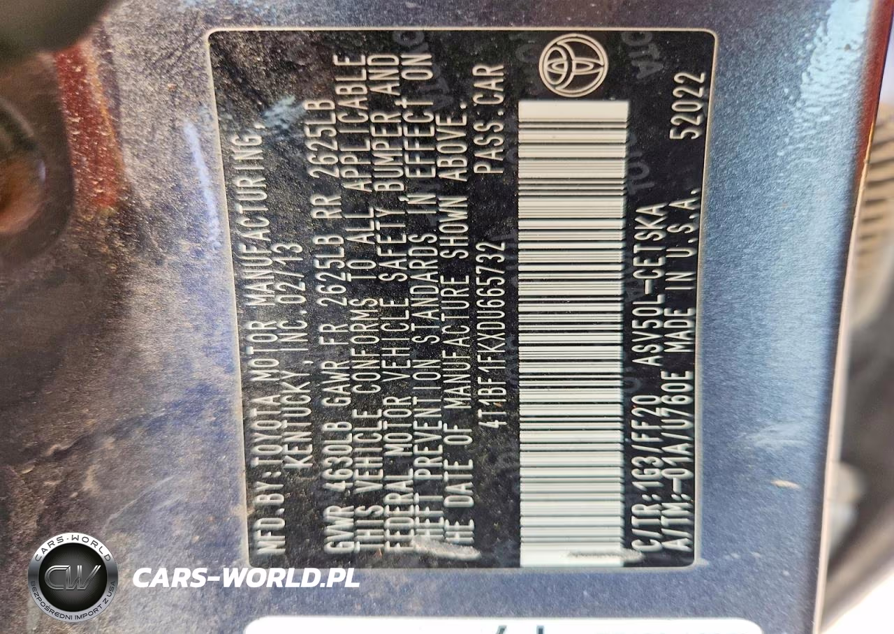 2013 Toyota Camry Se VIN:4T1BF1FKXDU665732 - 12
