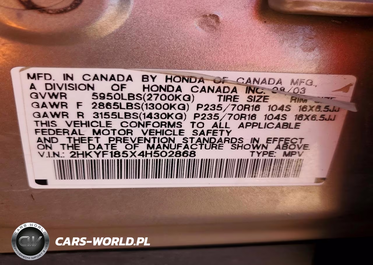 2004 Honda Pilot Exl VIN:2HKYF185X4H502868 - 13