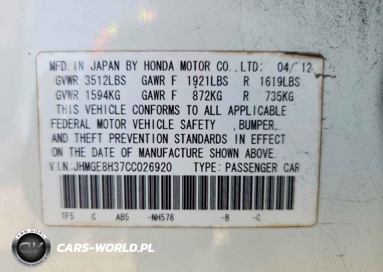 2012 Honda Fit VIN:JHMGE8H37CC026920 - 12