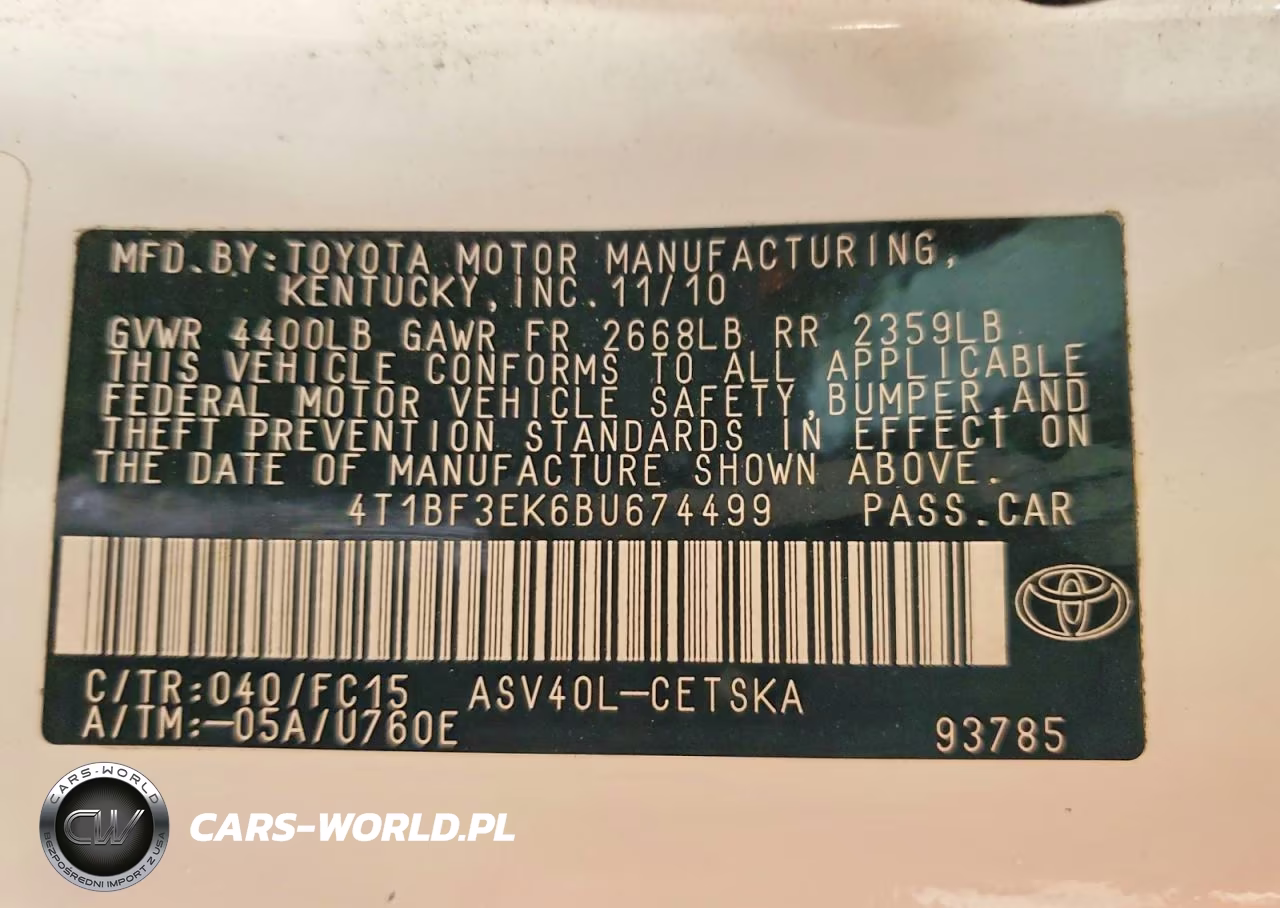 2011 Toyota Camry Se VIN:4T1BF3EK6BU674499 - 12