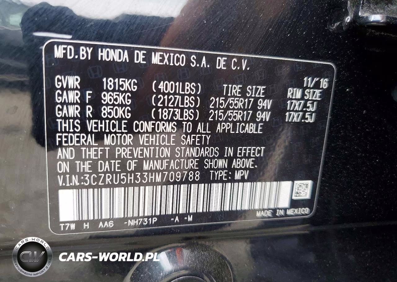 2017 Honda Hr-V Lx VIN:3CZRU5H33HM709788 - 14