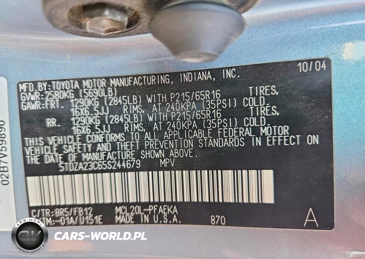 2005 Toyota Sienna Le 7 Passenger VIN:5TDZA23C65S244679 - 13