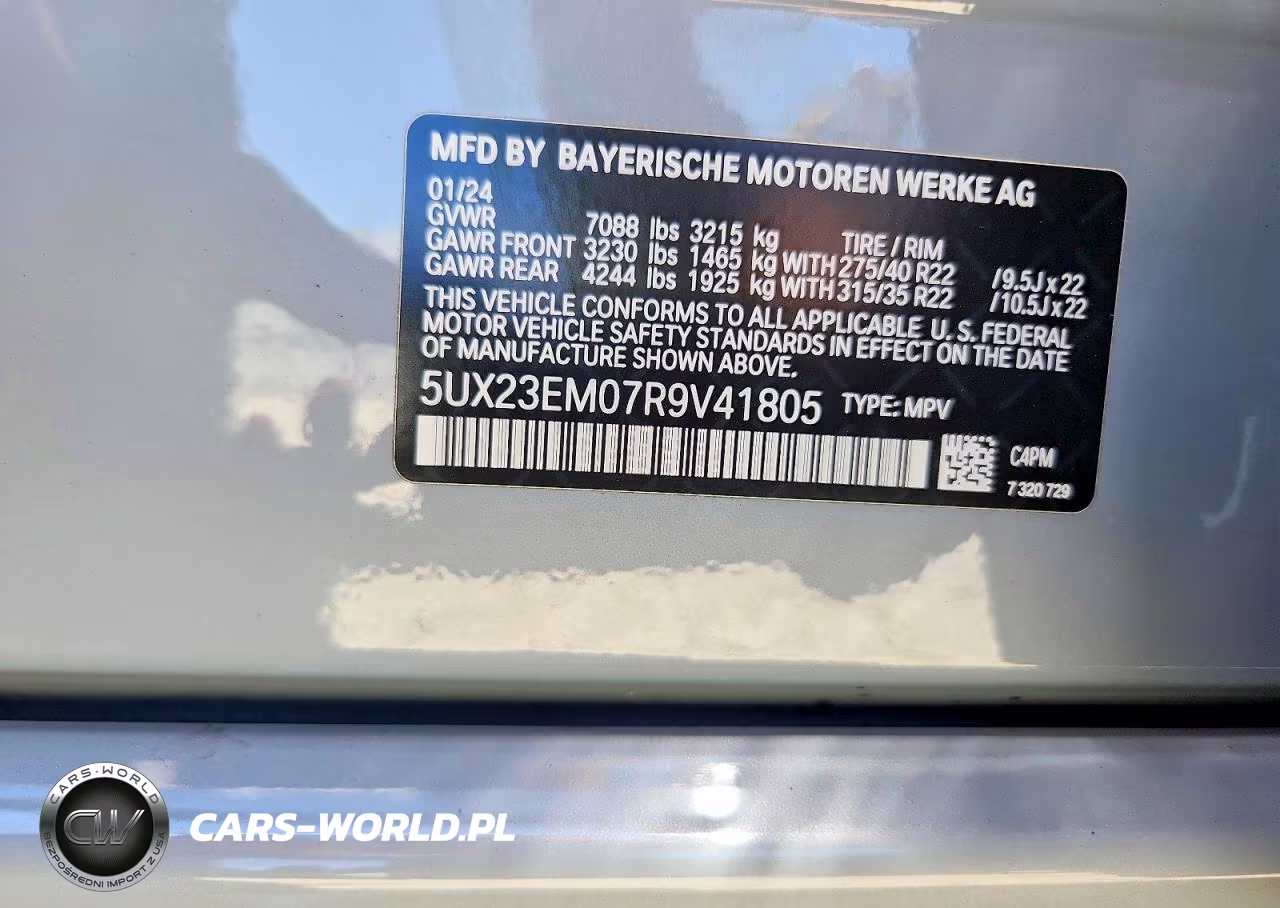 2024 BMW X7 xDrive40I VIN:5UX23EM07R9V41805 - 14