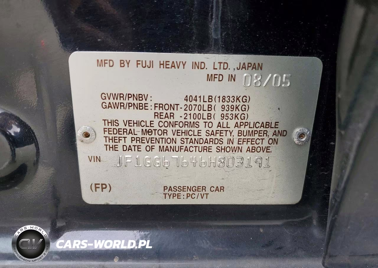 2006 Subaru Impreza 2.5I Sports Wagon VIN:JF1GG67646H803191 - 13