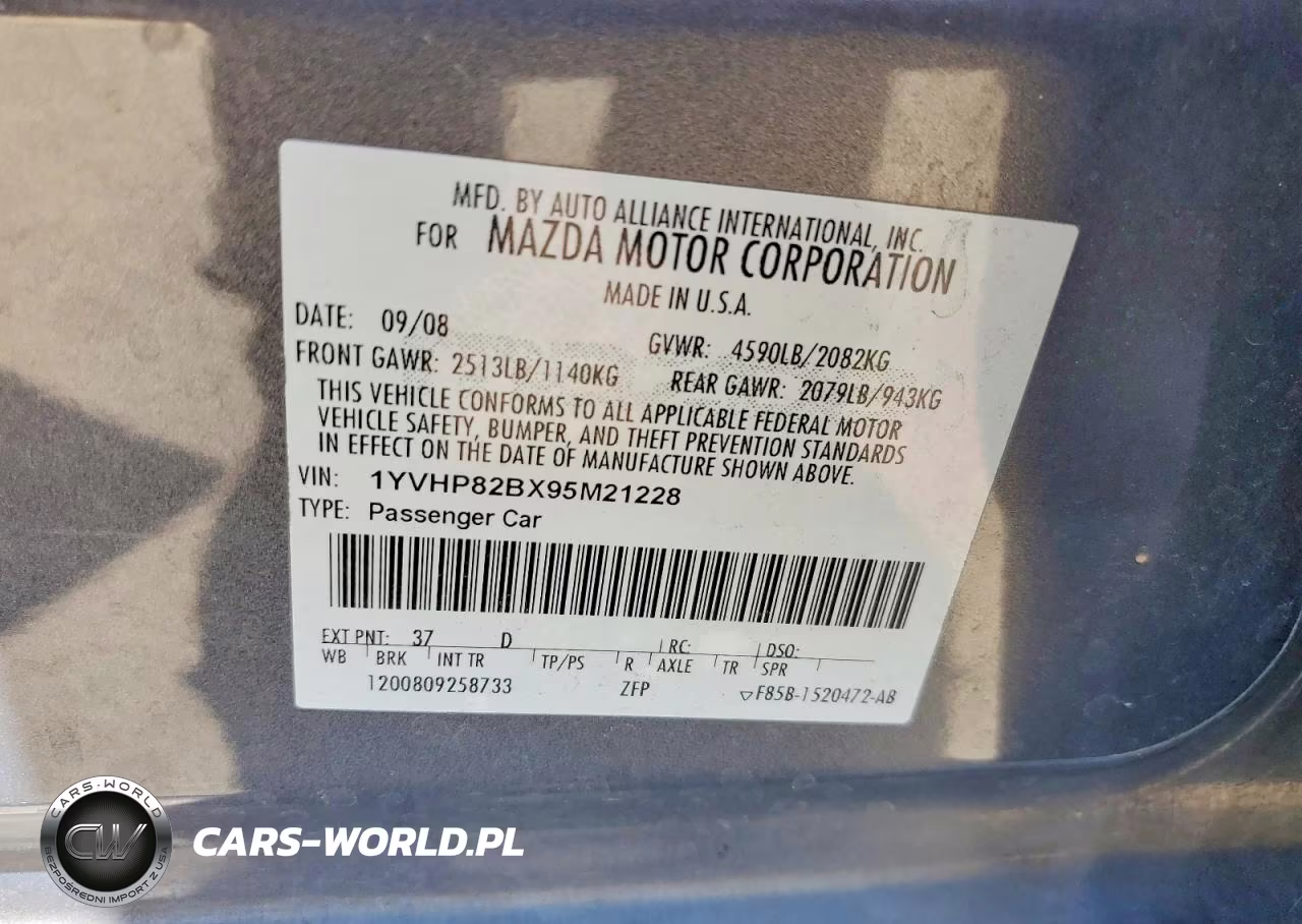 2009 Mazda 6 S VIN:1YVHP82BX95M21228 - 12