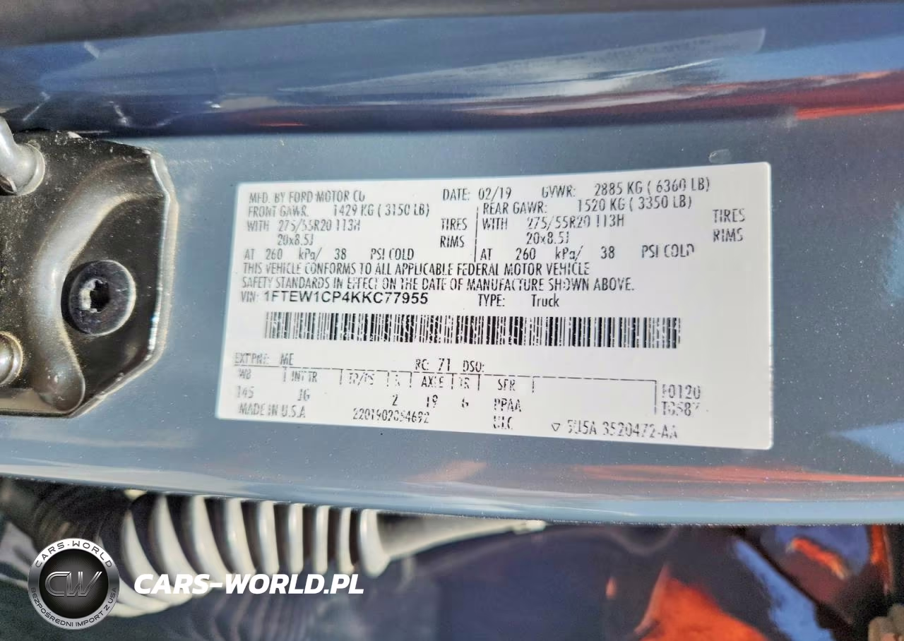 2019 Ford F150 Supercrew VIN:1FTEW1CP4KKC77955 - 12