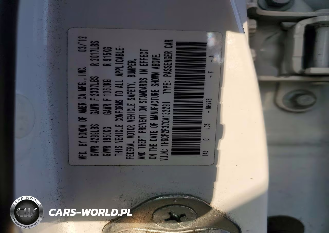 2012 Honda Accord Lx VIN:1HGCP2F37CA132291 - 12