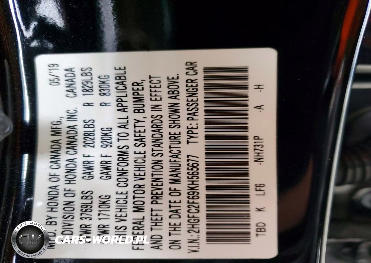 2019 Honda Civic Lx VIN:2HGFC2F69KH565677 - 12