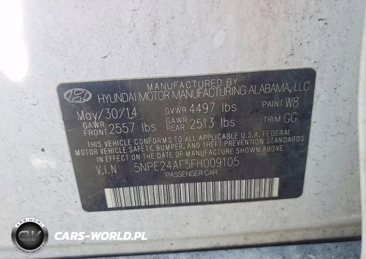 2015 Hyundai Sonata Se VIN:5NPE24AF5FH009105 - 12