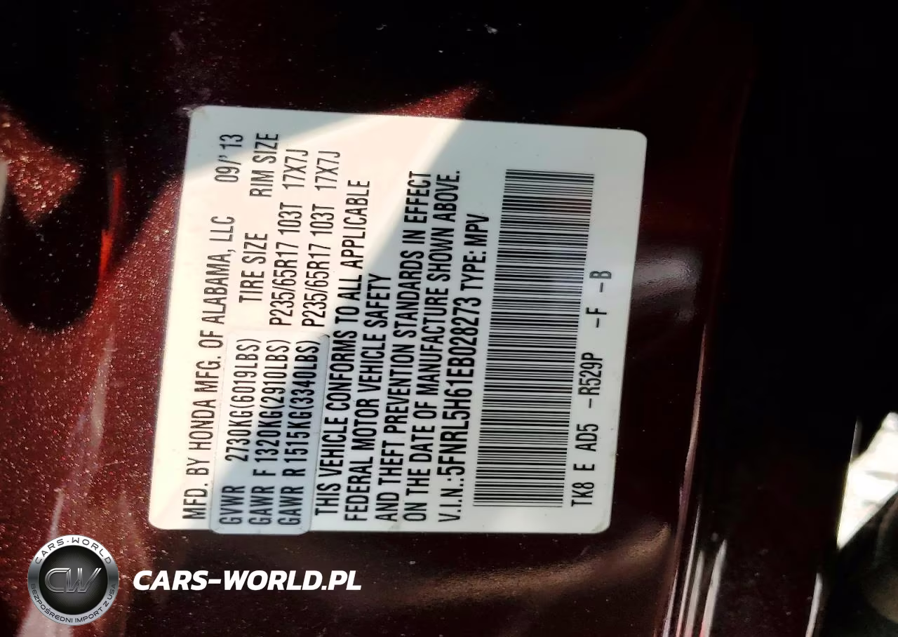 2014 Honda Odyssey Exl VIN:5FNRL5H61EB028273 - 14