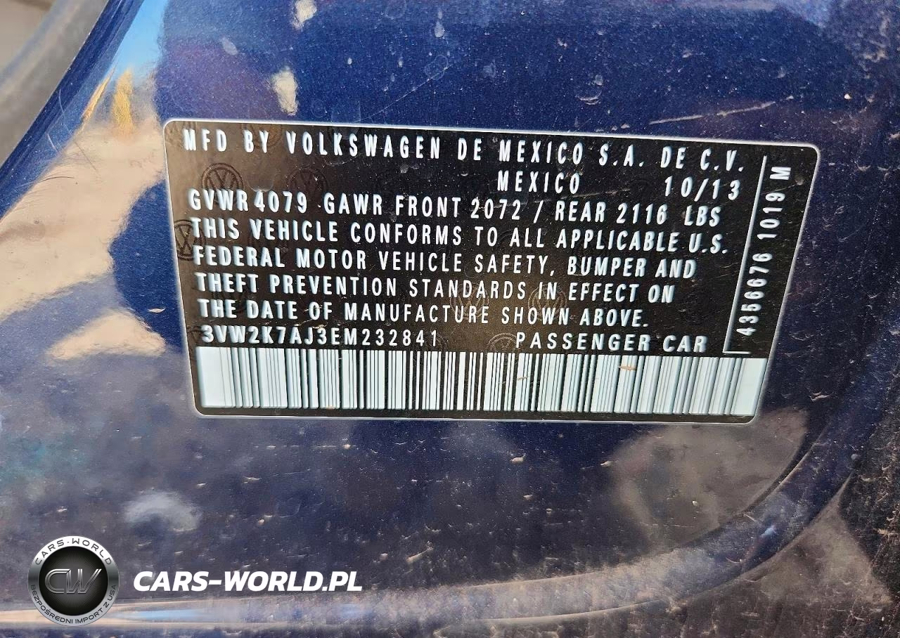 2014 Volkswagen Jetta Base VIN:3VW2K7AJ3EM232841 - 12