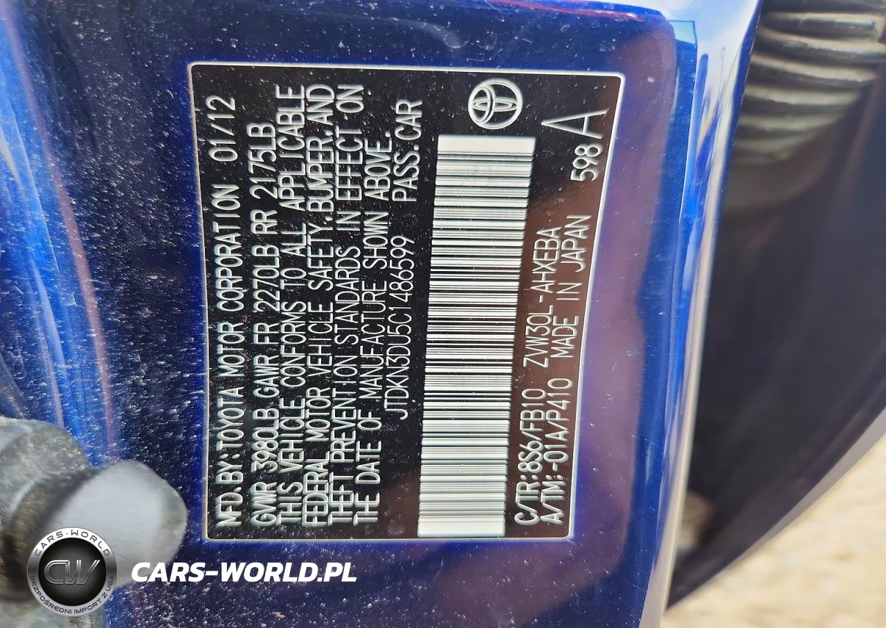 2012 Toyota Prius Two VIN:JTDKN3DU5C1486599 - 12